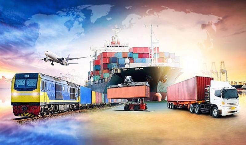 Global business logistics import export background and container cargo freight ship transport concept